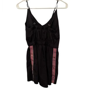 Black Romper Red White Stripe Spaghetti Strap Cotton Blend